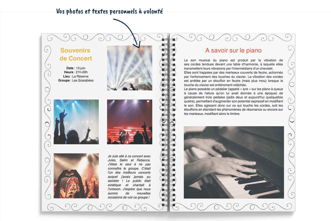 Cahier de musique personnalisé